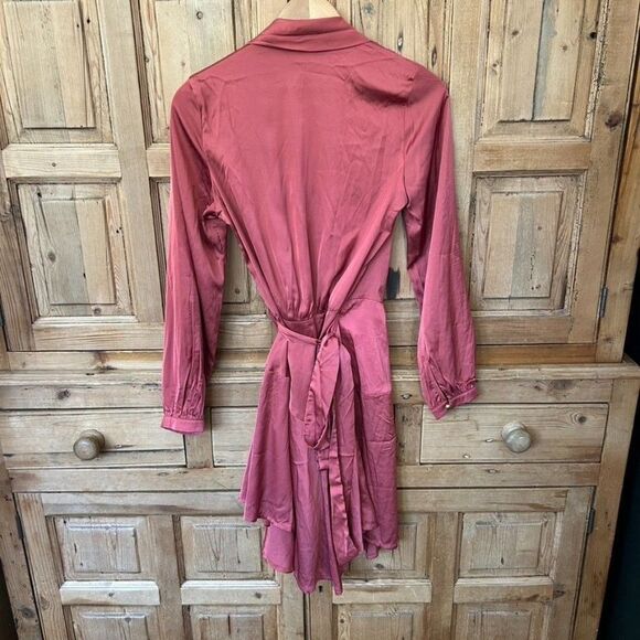 Club L London US 4 / UK 8 Satin Wrap Dress Red / Orange / Coral - Picture 7 of 11